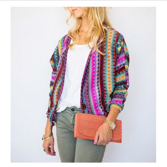 Aztec rainbow cardigan kimono