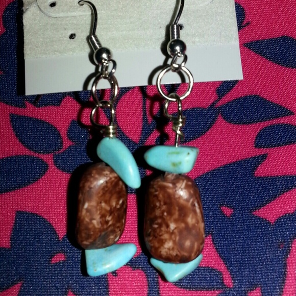 Brown and turquoise earrings