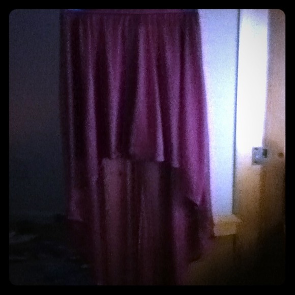 Dark red low to high skirt