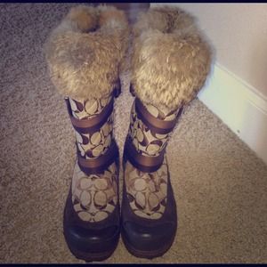 Reduced❗️"Mariette" Brown Rabbit Fur Snow Boots