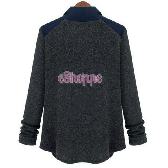 CLOSING OUT SALE Knitted Fabric & Navy Chiffon Top - Picture 3 of 3