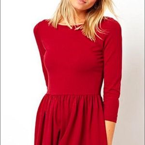asos M fit and flare dress in red. NWT