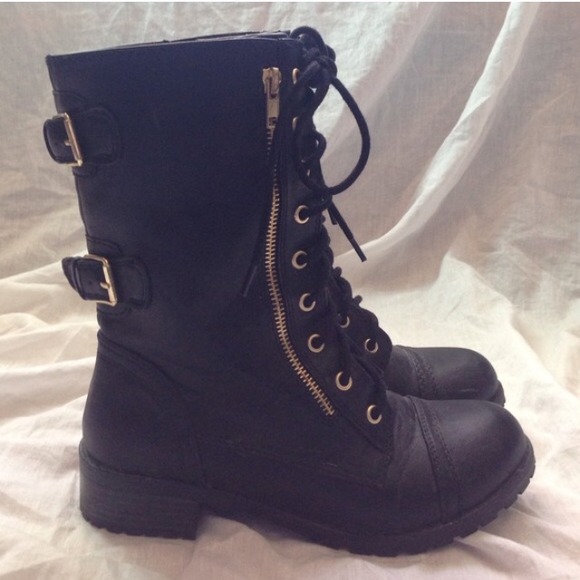 Black combat boots