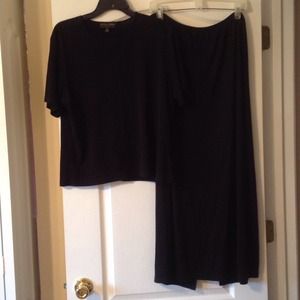 2PC KASPER ASL Black Knit Pack/ Wear skirt set