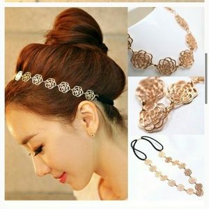 Beautiful/trendy gold rose bud headband