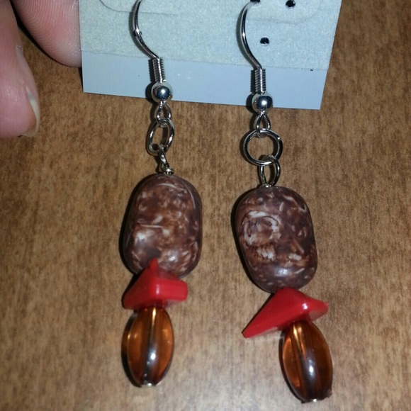 Brown an red earring hooks