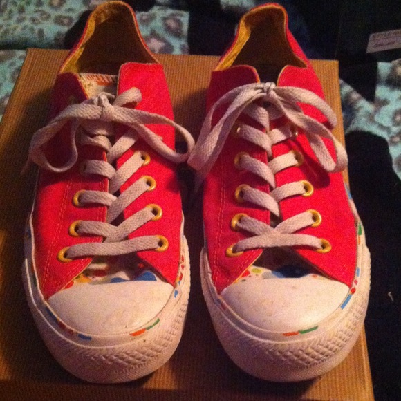 Pink paint splattered Converse