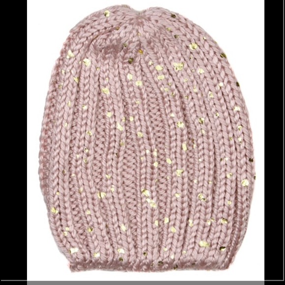 100% Acrylic Pink Hat W/ gold foil