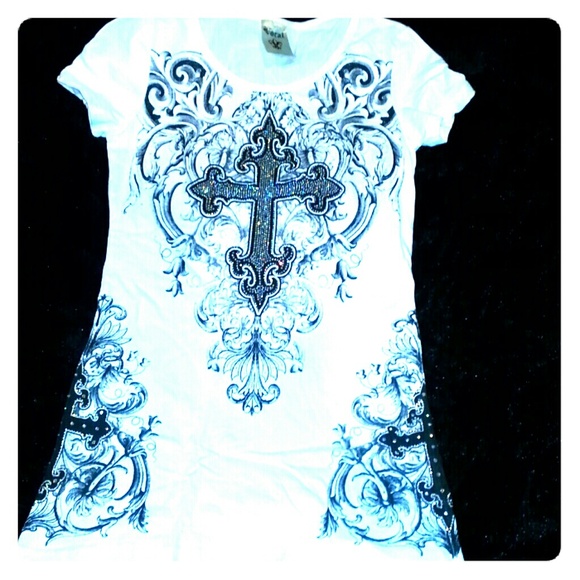 Shirt with Crystal crosses on it