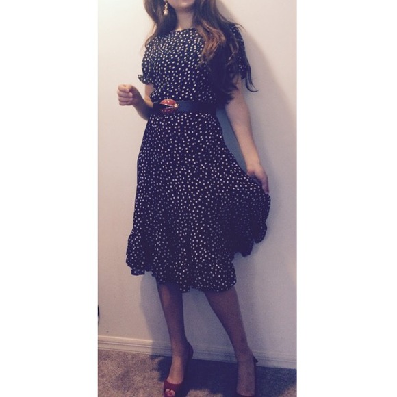 Navy Blue Polka Dot Dress.