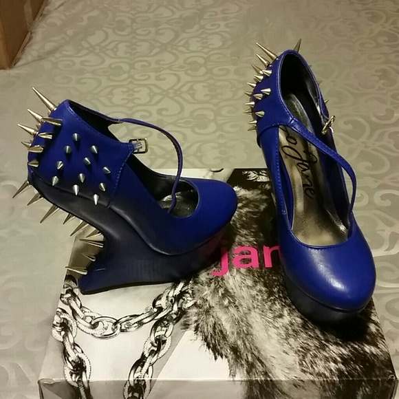 Agnes Royal Blue/ Gold  heel - less platforms
