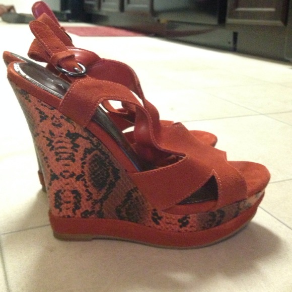 Snake print wedges!