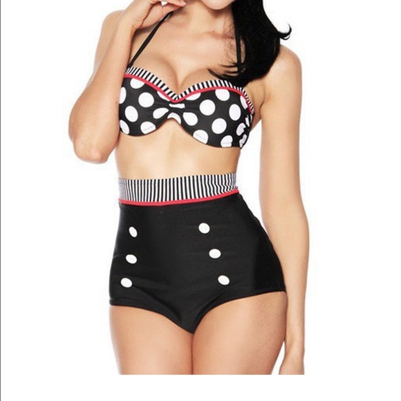 Other - High Wasted Polka Dot Swimsuit