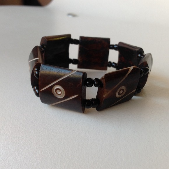 Boho Coachella festival tribal wood craft bracelet
