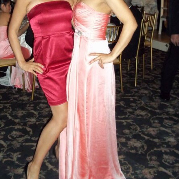 Coral Belsoie David's Bridal bridesmaid dress