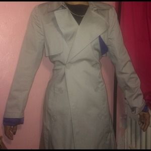 Grayish tan Armani Exchange trench coat