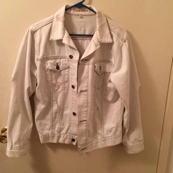 ❌Sold❌Distressed Carmar White Jacket - Picture 2 of 4