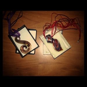 Two hand blown glass necklaces from Italy