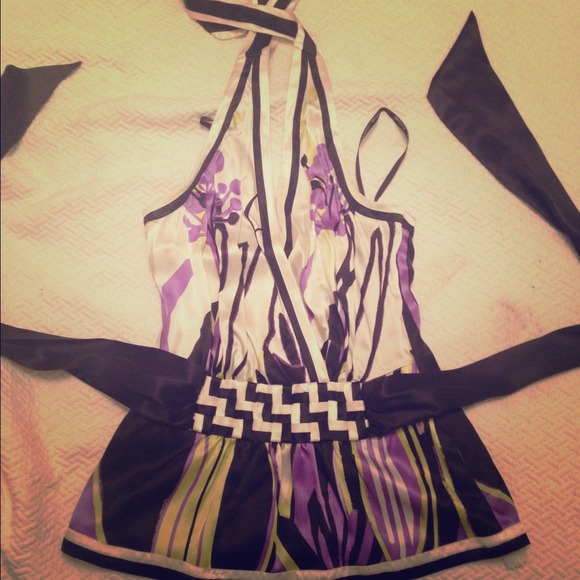 Gorgeous Satin Bebe Floral Halter