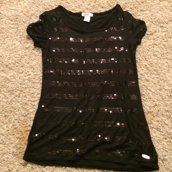 Black sparkle shirt, red one included as bundle
