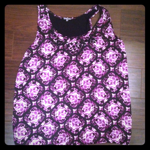 Jeweled purple silk tank