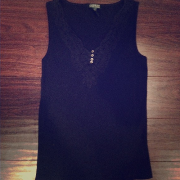 Ralph Lauren crochet neckline tank