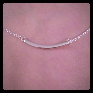 Delicate Curved Bar 17" Sterling Silver Necklace