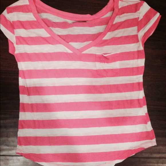 Abercrombie and Fitch striped hot pink top