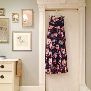 Floral & formal pleated beaded maxi gown