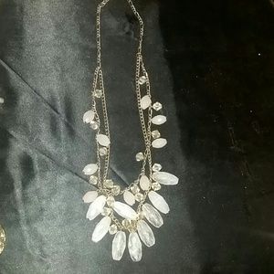 Double chain stone necklace.