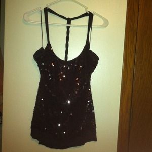 Black Sequin Tank Top