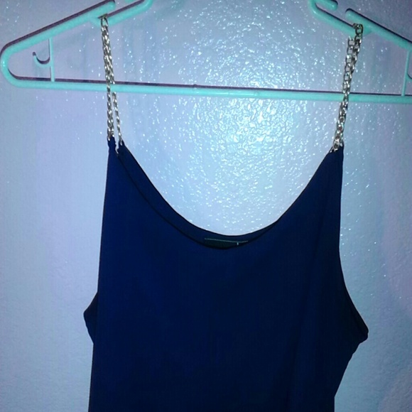 Chiffon gold chain spaghetti straps