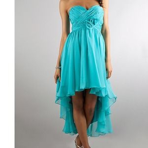 High low strapless party dress
