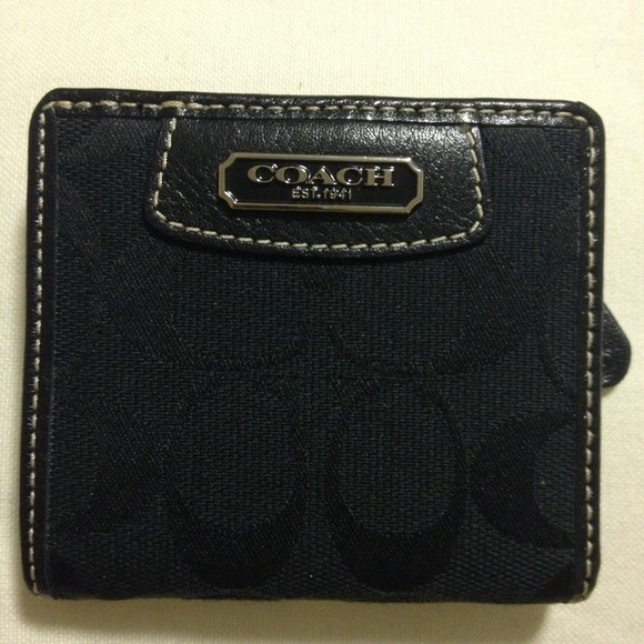 Coach black on black signature Mini wallet
