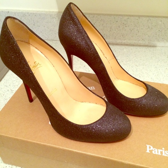NWT Black Glitter Christian Louboutins sz 36