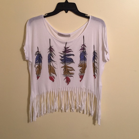 White feather fringe top