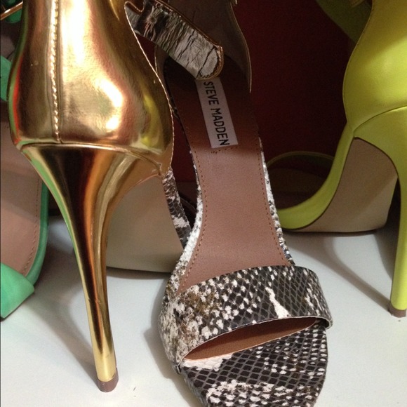 BNWOB Steve Madden Leather Snake Skin Heels - Picture 3 of 4
