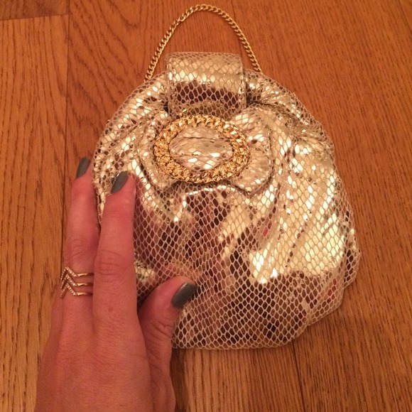 Betsey Johnson Embossed Leather Gold Handbag