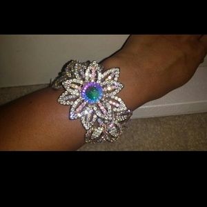 Beautiful AB rhinestone floral cuff