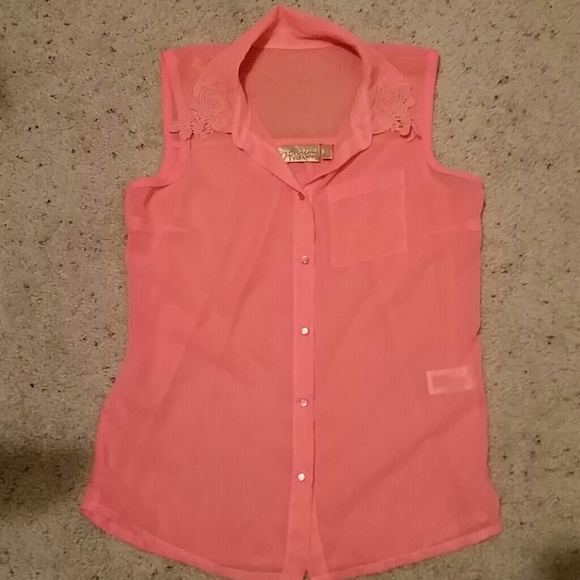 Princess Vera Wang sheer coral top