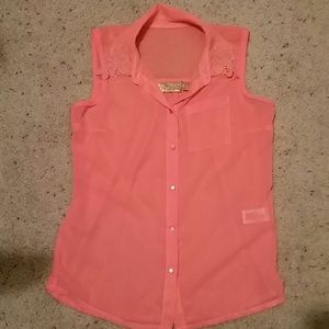 Princess Vera Wang sheer coral top
