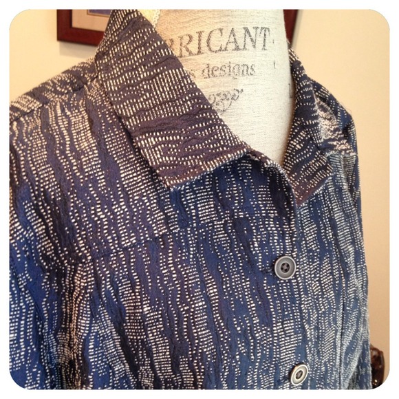 Chico's Jackets & Blazers - Chico's  Blue & White Jacket Size 3