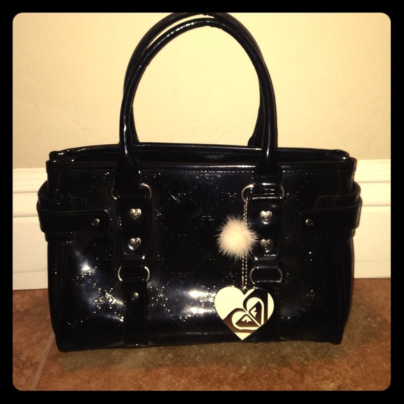 Black Roxy purse patent leather