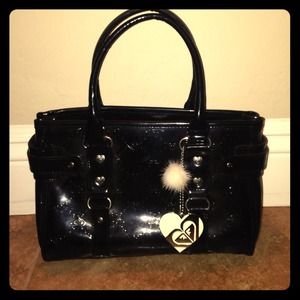 Black Roxy purse patent leather