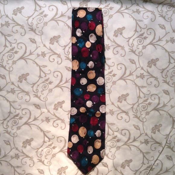 Black multi colored circle patterned neck tie - Picture 1 of 1