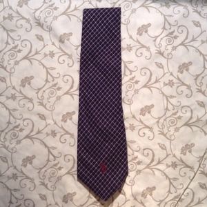 Navy blue /brown /white small checkered neck tie