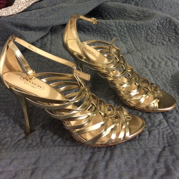 Coach gold strap heels