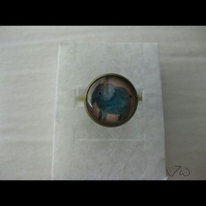 Elephant Pattern Gem Round Ring