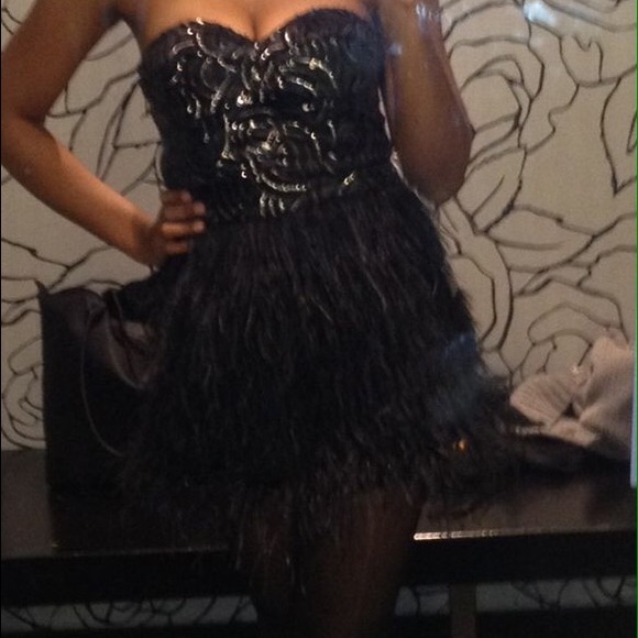 Bebe Isis Sequin Feather Dress