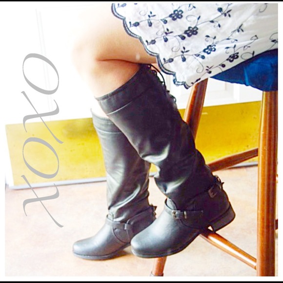 XOXO Boots - NEW XOXO vegan tall knee riding boots black 8